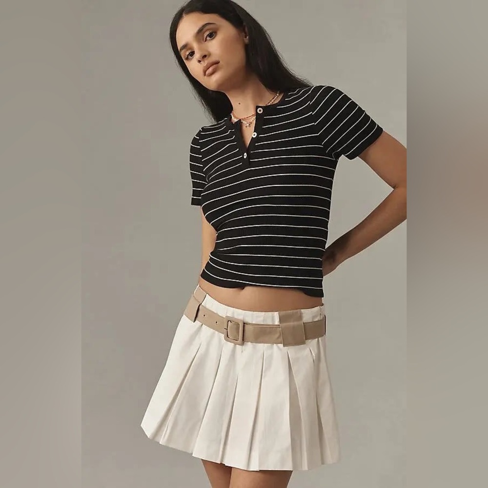 Anthropologie Maeve Pleated Skirt Skort NEW Size 8